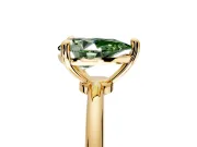 Minimalist Solitaire Engagement Ring Setting for Fancy Green Pear-Shaped Center with Thin Band and Prong Head in Yellow Gold
