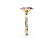 Solitaire Engagement Ring Setting for Fancy Pink Marquise Center with Channel Baguette Band and Prong Head in Yellow Gold