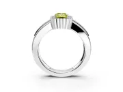 Halo Engagement Ring Setting for Fancy Yellow Emerald Cut Center with Wide Band, Inlaid Accent Row and Prong Head in Platinum