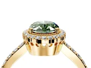 Halo Engagement Ring Setting for Fancy Green Oval Center with Inner Milgrain Border and Prong Head in Yellow Gold
