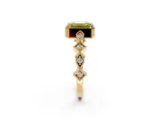 Milgrain Bezel Engagement Ring Setting for Fancy Yellow Emerald Cut Center with Marquise Stations and Bezel Head in Yellow Gold