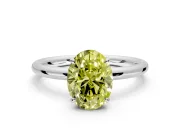 Hidden Halo Engagement Ring Setting for Fancy Yellow Oval Center with Thin Rounded Band and Prong Head in Platinum