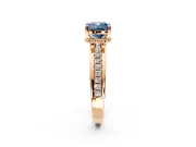 Solitaire Engagement Ring Setting for Fancy Blue Cushion Cut Center with Raised Channel Band and Prong Head in Rose Gold
