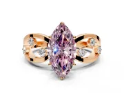 Solitaire Engagement Ring Setting for Fancy Pink Marquise Center with Criss-Cross Accent Band and Prong Head in Rose Gold