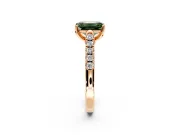 Solitaire Engagement Ring Setting for Fancy Green Emerald Cut Center with Partway Pave Band and Prong Head in Rose Gold