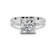 Solitaire Engagement Ring Setting for Princess Cut Center with Wide Knife Ridge Band and Prong Head in Sterling Silver