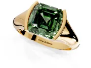Tension Engagement Ring Setting for Fancy Green Asscher Cut Center with Wide Tapered Band and Tension Head in Yellow Gold