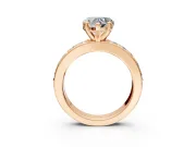 Solitaire Engagement Ring Setting for Heart-Shaped Center with Channel-Set Accents and Prong Head in Rose Gold
