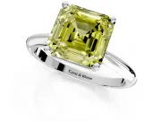 Solitaire Engagement Ring Setting for Fancy Yellow Asscher Cut Center with Knife Ridge Band and Claw Prong Head in Platinum