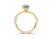 Solitaire Engagement Ring Setting for Radiant Cut Center with Thin Rounded Plain Band and Prong Head in Yellow Gold