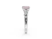 5 Stone Engagement Ring Setting for Fancy Pink Emerald Cut Center with Graduated Accents and Prong Head in Platinum
