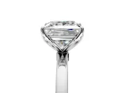 Solitaire Engagement Ring Setting for Princess Cut Center with Thin Rounded Plain Band and Prong Head in Platinum