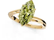 Solitaire Engagement Ring Setting for Fancy Yellow Marquise Center with Plain Bypass Twist Band and Prong Head in Yellow Gold