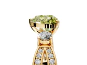 3 Stone Engagement Ring Setting for Fancy Yellow Heart-Shaped Center with Pave Twist Band and Prong Head in Yellow Gold