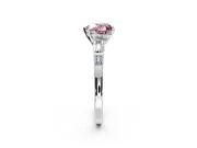 Bar-Set Engagement Ring Setting for Fancy Pink Heart-Shaped Center with Tapered Baguette Accents and Prong Head in Sterling Silver
