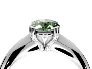 Solitaire Engagement Ring Setting for Fancy Green Oval Center with Reverse Tapered Band and Prong Head in Platinum