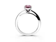 Solitaire Engagement Ring Setting for Fancy Pink Emerald Cut Center with Basket Rail and Prong Head in White Gold