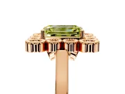Cluster Halo Engagement Ring Setting for Fancy Yellow Emerald Cut Center with Milgrain Bezel Accents and Prong Head in Rose Gold