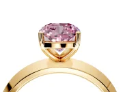 Solitaire Engagement Ring Setting for Fancy Pink Cushion Cut Center with Wide Knife Ridge Band and Prong Head in Yellow Gold