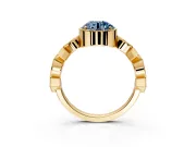 Milgrain Bezel Engagement Ring Setting for Fancy Blue Round Cut Center with Marquise Stations and Bezel Head in Yellow Gold