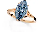 Solitaire Engagement Ring Setting for Fancy Blue Marquise Center with Plain Split Shank and Prong Head in Rose Gold