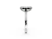 Single Halo Engagement Ring Setting for Fancy Green Emerald Cut Center with Corner Claws, Plain Band and Prong Head in Platinum