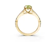 Solitaire Engagement Ring Setting for Fancy Yellow Oval Center with Pave Split Shank and Prong Head in Yellow Gold