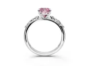 Cluster Engagement Ring Setting for Fancy Pink Cushion Cut Center with Round Cut Accent Band and Prong Head in Platinum