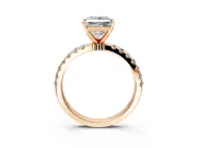 Open Basket Engagement Ring Setting for Princess Cut Center with Pave Band and Prong Head in Rose Gold