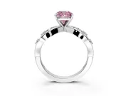 Solitaire Engagement Ring Setting for Fancy Pink Cushion Cut Center with Criss-Cross Accent Band and Prong Head in White Gold
