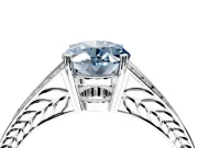 Split Shank Engagement Ring Setting for Fancy Blue Oval Center with Pave Split Shank and Prong Head in White Gold