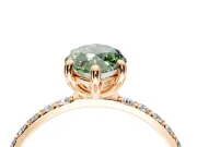 Solitaire Engagement Ring Setting for Fancy Green Marquise Center with Pave Accents and Prong Head in Rose Gold