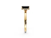 Hidden Halo Engagement Ring Setting for Fancy Black Emerald Cut Center with Plain Band and Tall Prong Head in Yellow Gold