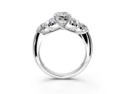 Cluster Engagement Ring Setting for Radiant Cut Center with Round Cut Accent Frame and Prong Head in Platinum