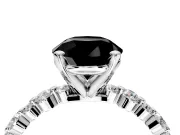 Solitaire Engagement Ring Setting for Fancy Black Round Cut Center with Alternating Size Accents and Prong Head in Sterling Silver