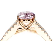 Solitaire Engagement Ring Setting for Fancy Pink Oval Center with Pave Split Shank and Prong Head in Rose Gold