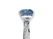 Side Accent Engagement Ring Setting for Fancy Blue Cushion Cut Center with Accent Shoulders and Prong Head in Sterling Silver