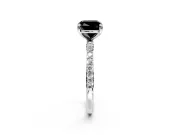 Solitaire Engagement Ring Setting for Fancy Black Cushion Cut Center with Pave Accents and Prong Head in Platinum