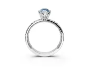 Solitaire Engagement Ring Setting for Fancy Blue Marquise Center with Milgrain X Pattern Band and Prong Head in Sterling Silver