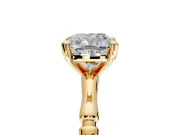 Solitaire Engagement Ring Setting for Cushion Cut Center with Bamboo Band and Prong Head in Yellow Gold