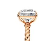 Solitaire Engagement Ring Setting for Princess Cut Center with Plain Twisted Rope Band and Prong Head in Rose Gold