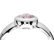 Solitaire Engagement Ring Setting for Fancy Pink Pear-Shaped Center with Wide Band and Bezel Head in Sterling Silver