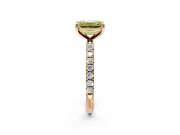 Solitaire Engagement Ring Setting for Fancy Yellow Emerald Cut Center with Micro Pave Band and Prong Head in Rose Gold