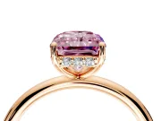 Solitaire Engagement Ring Setting for Fancy Pink Radiant Cut Center with Plain Band, Open Basket and Prong Head in Rose Gold