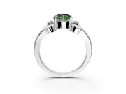 Solitaire Engagement Ring Setting for Fancy Green Cushion Cut Center with Twisted Band and Scroll Prong Head in Sterling Silver