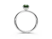 Hidden Halo Engagement Ring Setting for Fancy Green Emerald Cut Center with Thin Rounded Band and Prong Head in Sterling Silver