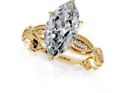Solitaire Engagement Ring Setting for Marquise Center with Marquise Panel Band and Prong Head in Yellow Gold