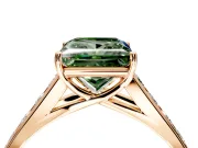 Solitaire Engagement Ring Setting for Fancy Green Princess Cut Center with Cathedral Channel Band and Prong Head in Rose Gold