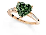 Solitaire Engagement Ring Setting for Fancy Green Heart-Shaped Center with Channel Accents and Prong Head in Rose Gold