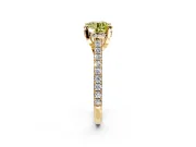 Solitaire Engagement Ring Setting for Fancy Yellow Round Cut Center with Widening Pave Band and Claw Prong Head in Yellow Gold